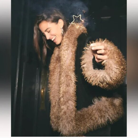 Free People We The Free Alora Coat in Midnight Combo - XS - Embossed Suede - Picture 12 of 15